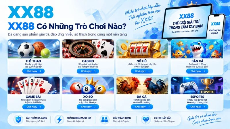 Các sản phẩm giải trí có tại XX88
